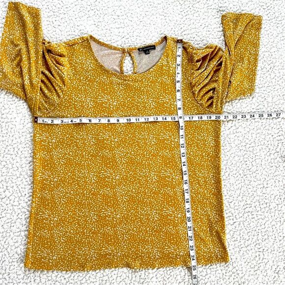 Adrianna Papell Gokd White Patterned Puff Sleeve Women's Blouse Top SZ M - Picture 6 of 11